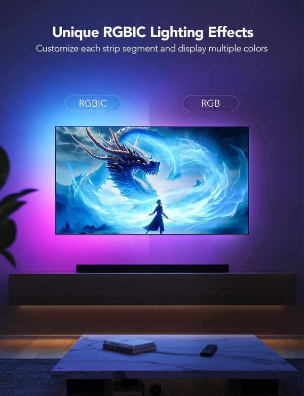 Govee TV LED Backlight Strip, RGBIC Smart LED Backlight for 40-50inch TVs, Music Sync, Wi-Fi Bluetooth & App Control, Works with Alexa & Google Assistant, 77 Scene Modes, Adapter - Image 2