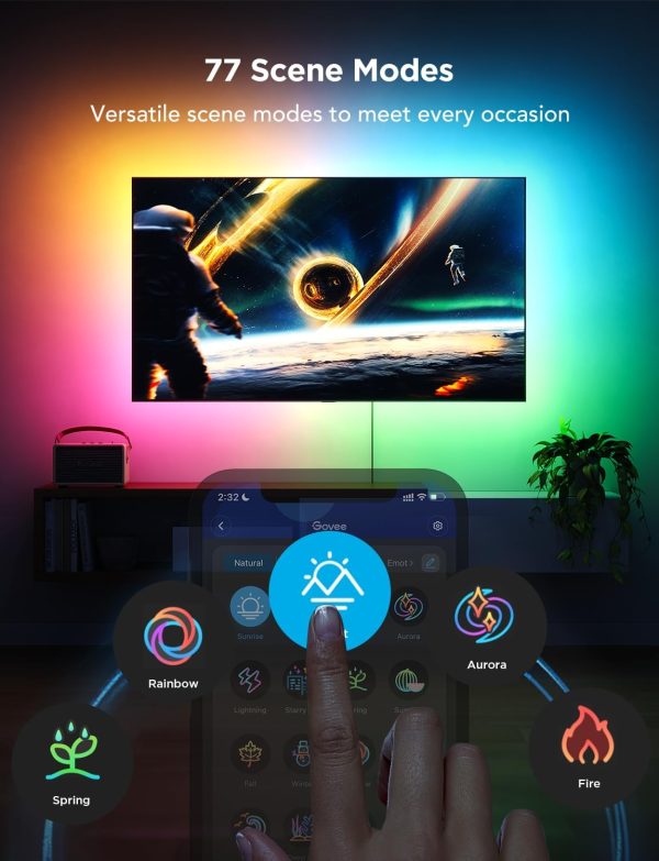 Govee TV LED Backlight Strip, RGBIC Smart LED Backlight for 40-50inch TVs, Music Sync, Wi-Fi Bluetooth & App Control, Works with Alexa & Google Assistant, 77 Scene Modes, Adapter - Image 5