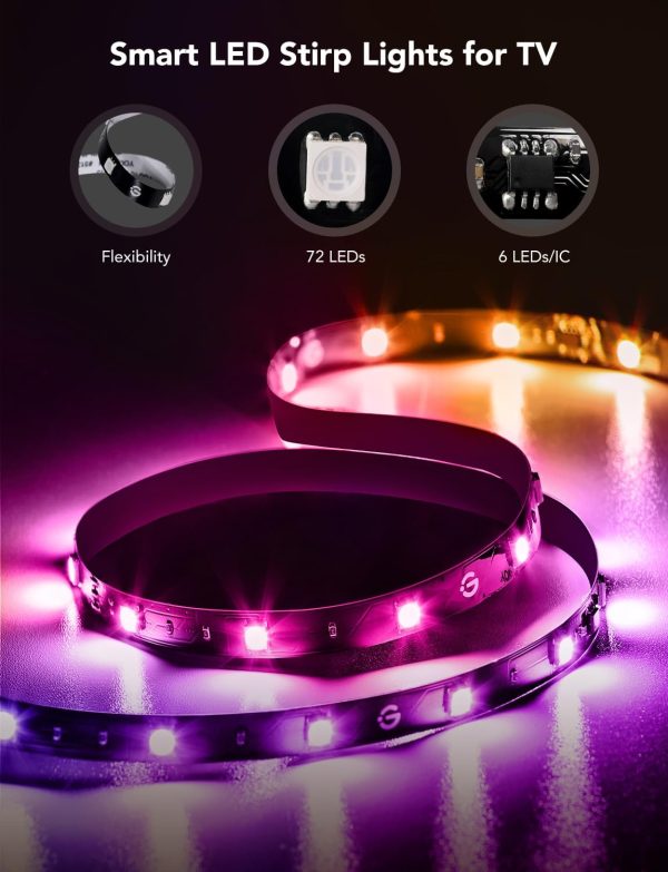 Govee TV LED Backlight Strip, RGBIC Smart LED Backlight for 40-50inch TVs, Music Sync, Wi-Fi Bluetooth & App Control, Works with Alexa & Google Assistant, 77 Scene Modes, Adapter - Image 7